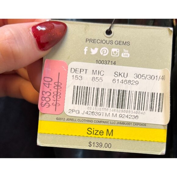 NWT John Mark Velour Embroidered Blouse Green M - Picture 5 of 6